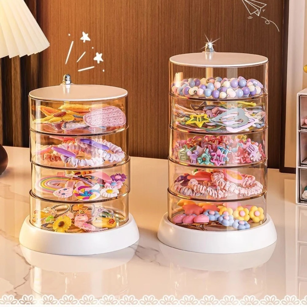 Desk Accessories - 360 Rotating Clear Hair Accessory Organizer