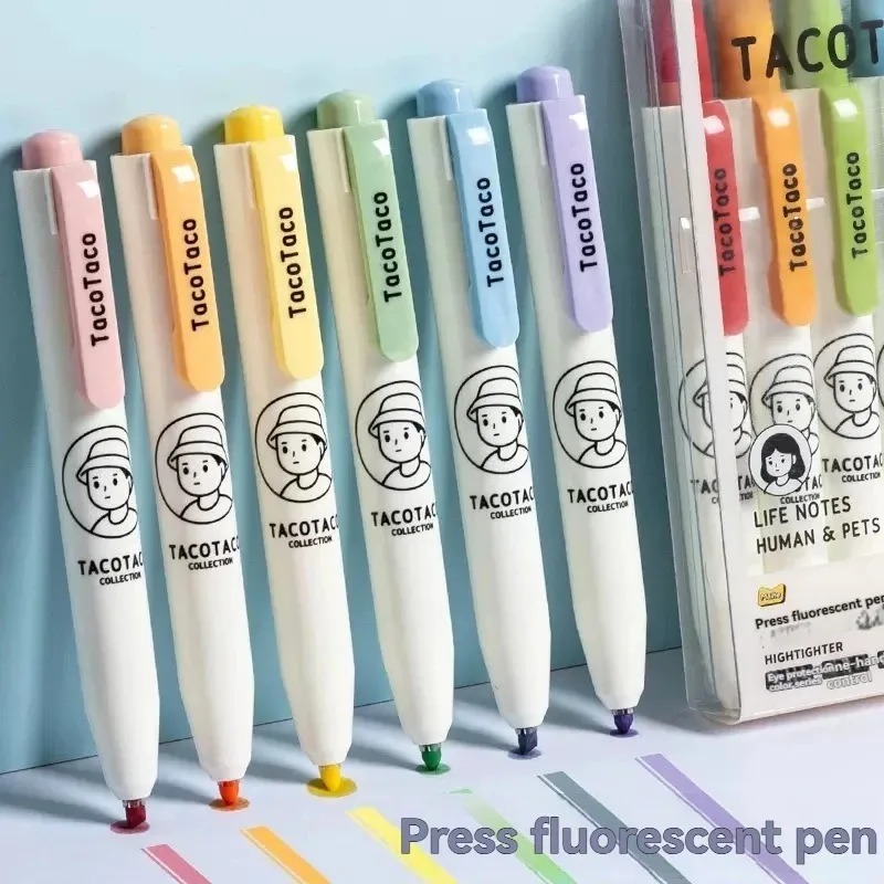 6Pcs/set Pastel Color Macaron  - огляд і ціна Pastel Highlighter Set Double Ended