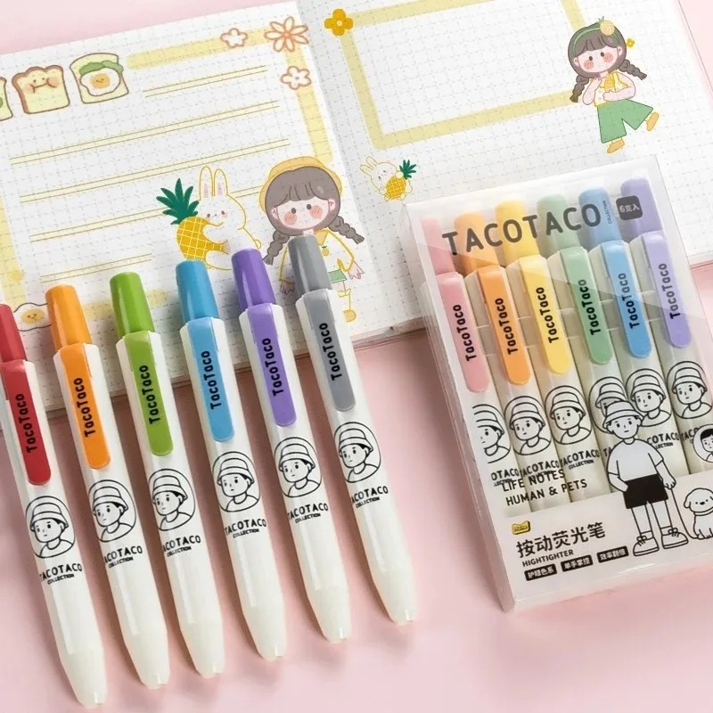 6Pcs/set Pastel Color Macaron  - огляд і ціна Pastel Highlighter Set Double Ended