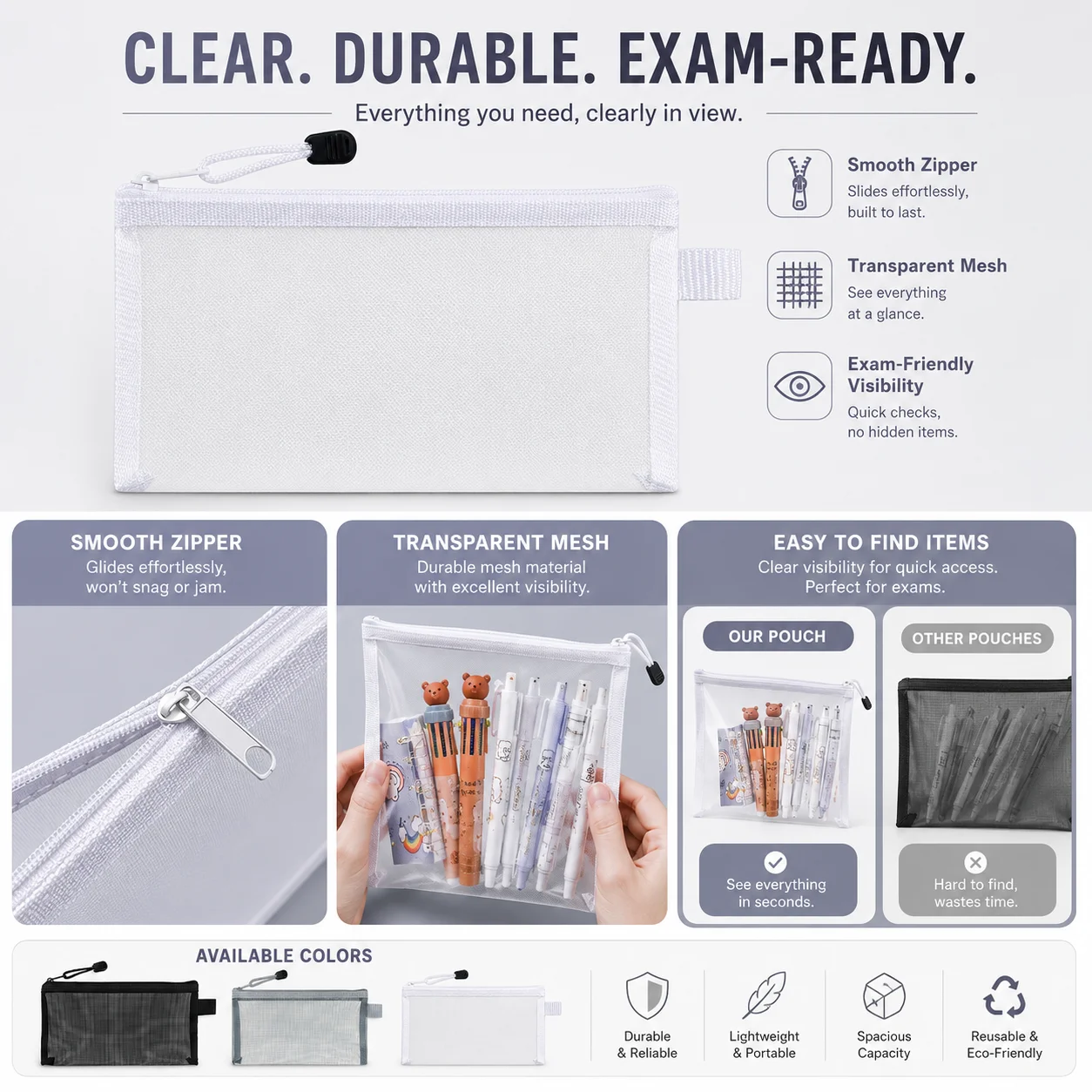 Transparent Mesh Pen Bag Clear - огляд і ціна Clear Mesh Pencil Pouch For Exam