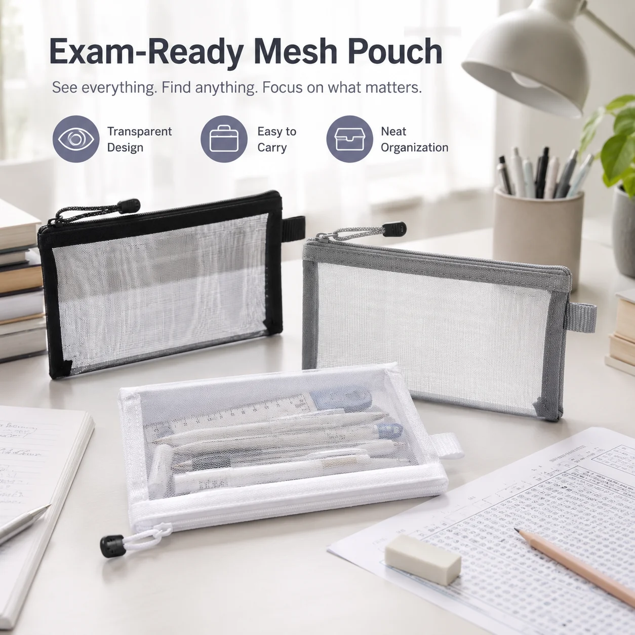 Transparent Mesh Pencil Case C - огляд і ціна Clear Mesh Pencil Pouch For Exam