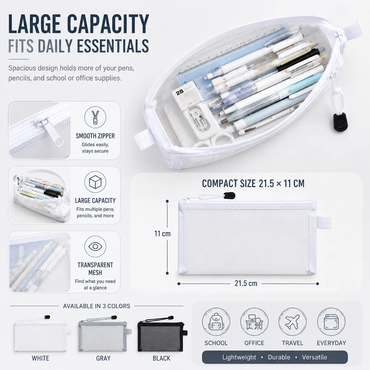 Transparent Mesh Pencil Case C - огляд і ціна Clear Mesh Pencil Pouch For Exam