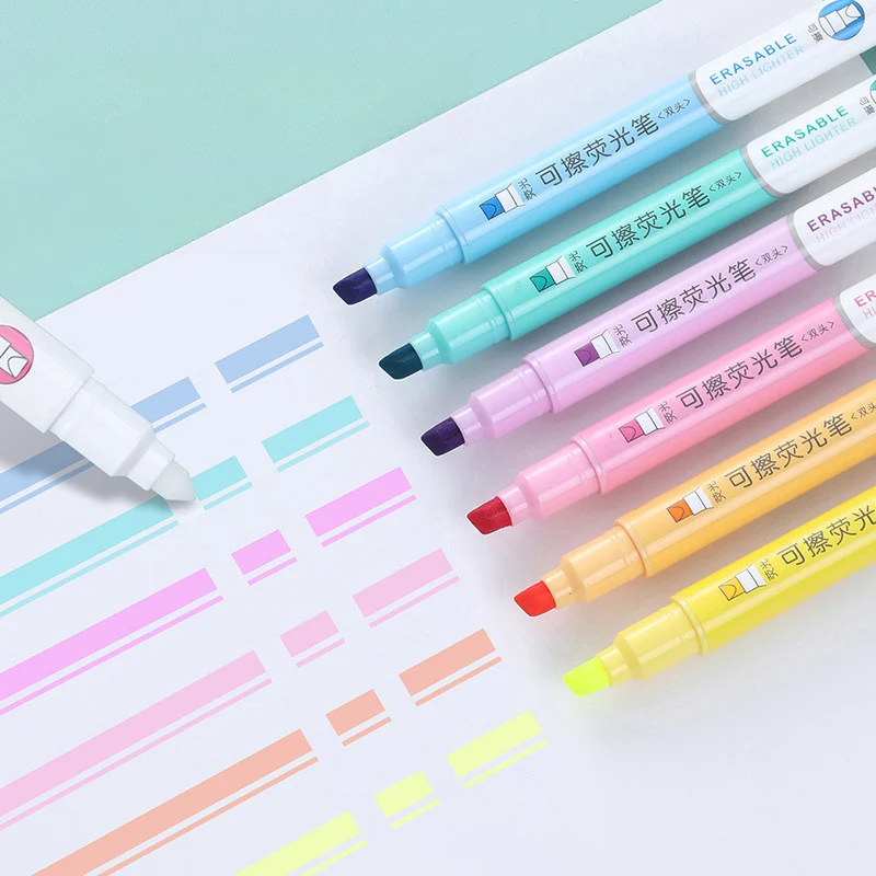 6 Colors Erasable Highlighters - огляд і ціна Pastel Highlighter Set Double Ended