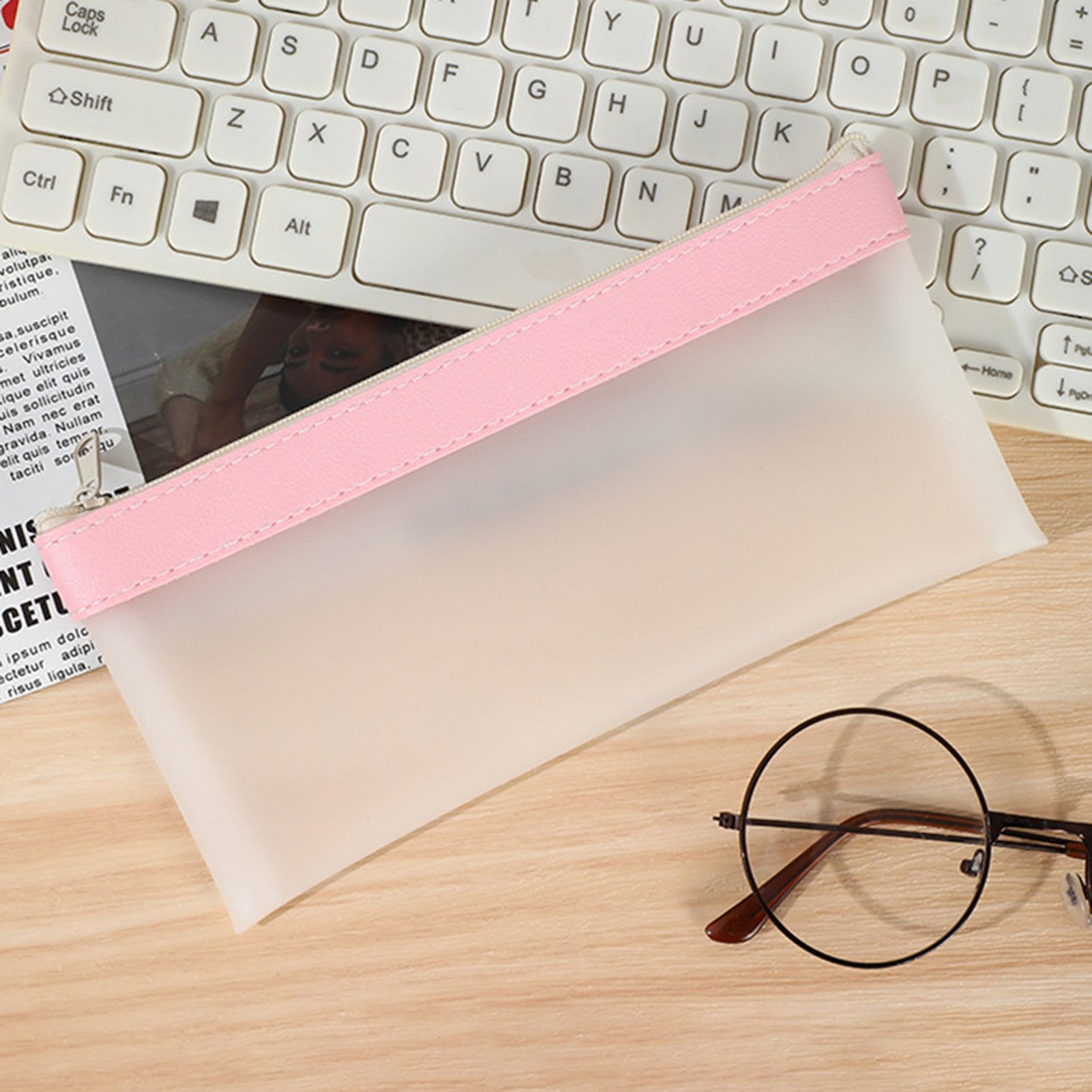 Transparent Frosted Pencil Cas - огляд і ціна Aesthetic Large Pencil Case Pouch