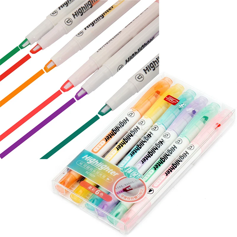 6 Colors/Set Unique Window Tip - огляд і ціна Pastel Highlighter Set Double Ended