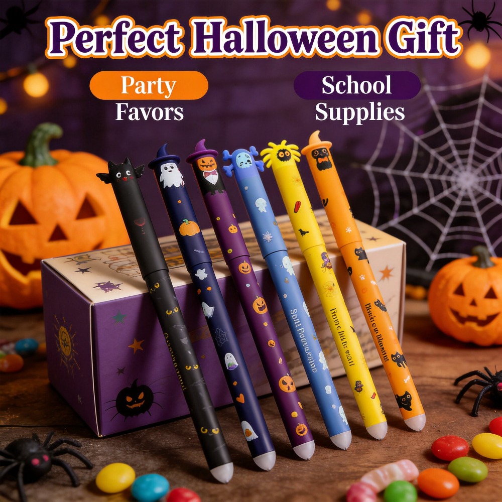 1-6Pcs Halloween Erasable Gel  - огляд і ціна Retractable Eraser Pen Click