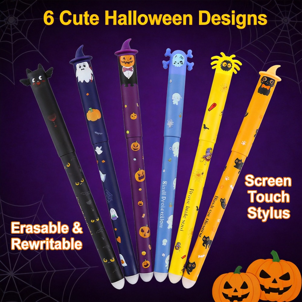 1-6Pcs Halloween Erasable Gel  - огляд і ціна Retractable Eraser Pen Click